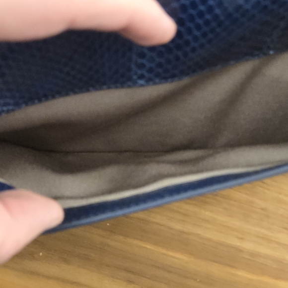 Diane von Furstenberg Women's Clutch Bag Faux Snakeskin Deep Ocean Blue Metallic - Picture 10 of 11